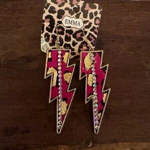 Pink/Gold Lighting Bolt Earrings